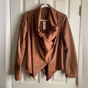 Blank NYC Neutral Brown Draped Faux Leather Jacket Large NWT